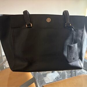 Tory Burch Black Tote with Gold Logo Accent
